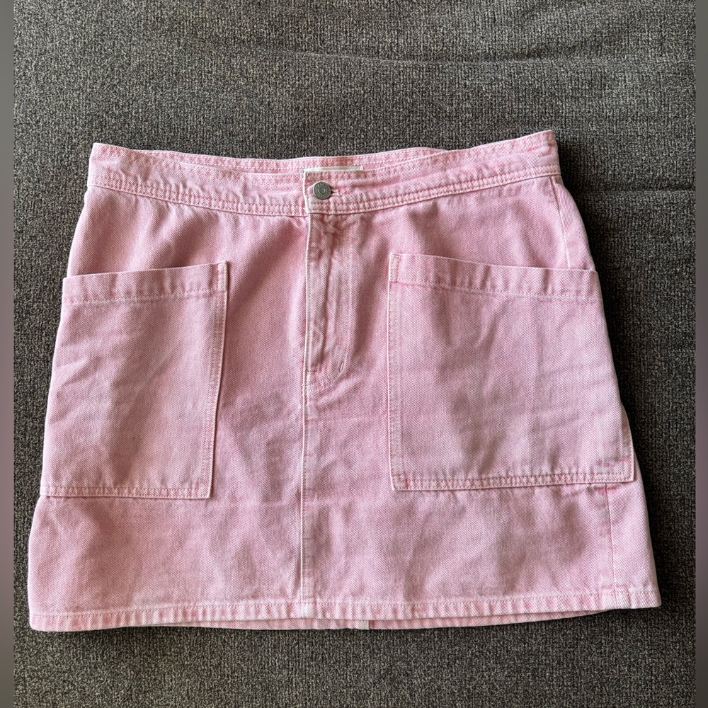 Madewell Light Pink Denim Mini Skirt with Front Pockets